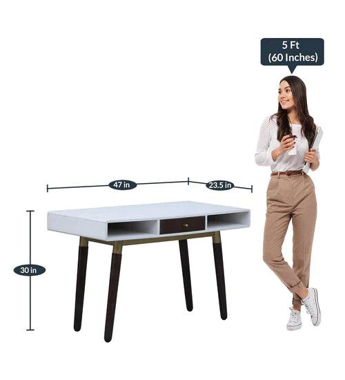 Daniela Study Table In Walnut & White Finish - Ouch Cart