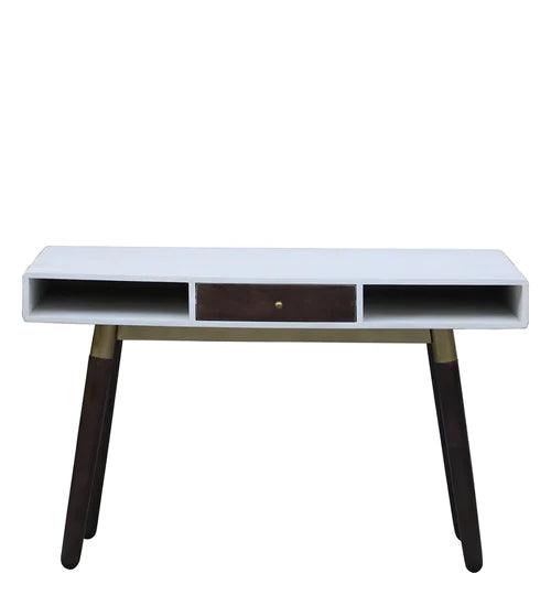 Daniela Study Table In Walnut & White Finish - Ouch Cart