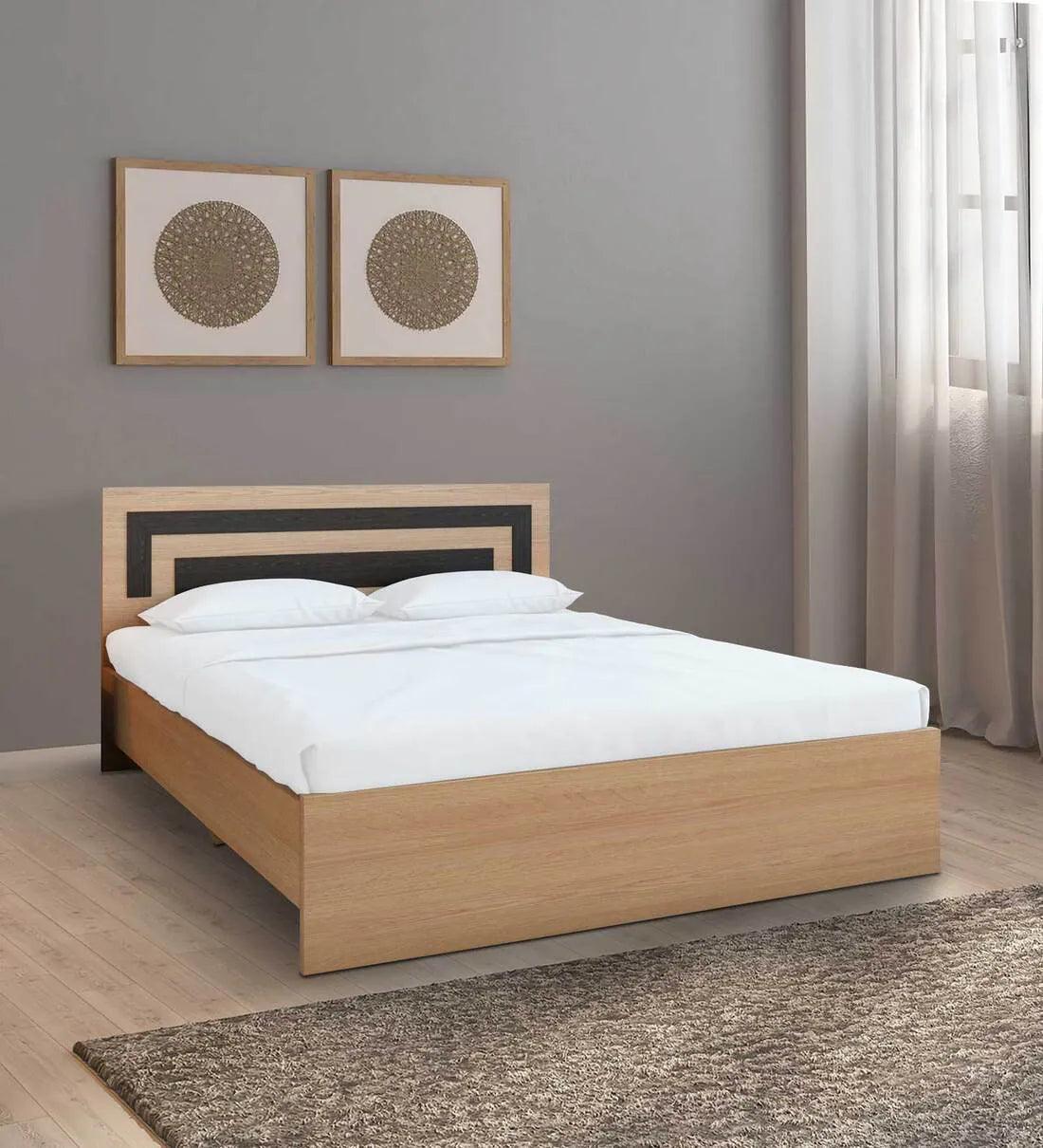 Duso King Size Bed in Urban Teak Finish - Ouch Cart