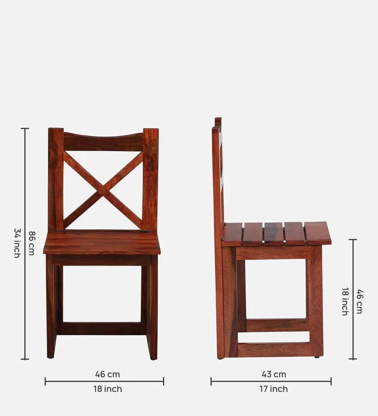 Sheesham Wood 4 Seater Dining Set In Honey Oak Finish - Ouch Cart