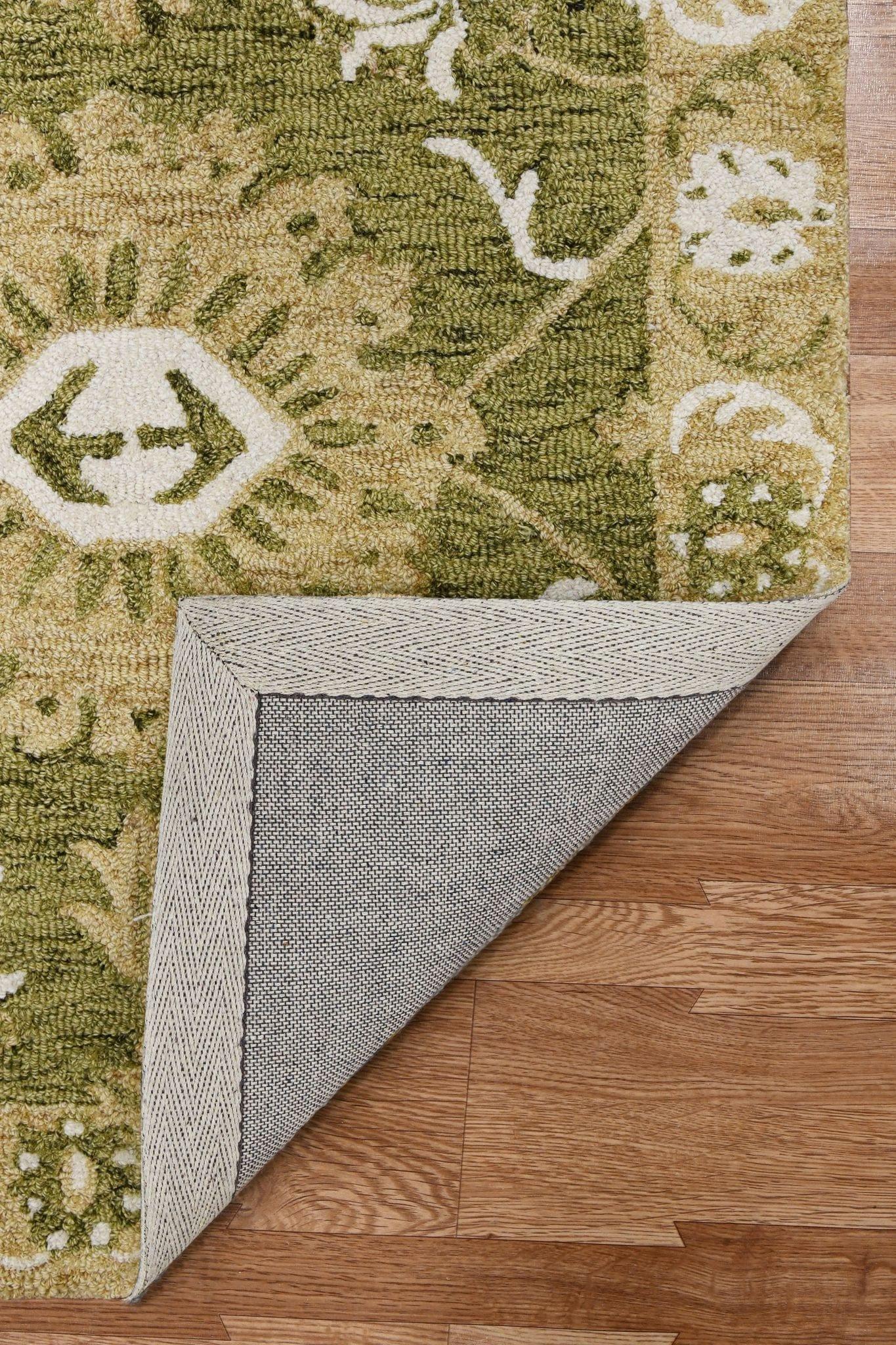 Olive Green Wool Romania 5x8 Feet Hand-Tufted Carpet - Rug - Ouch Cart