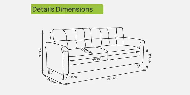 Fabric 3 Seater Sofa In Cool Cobalt Colour - Ouch Cart