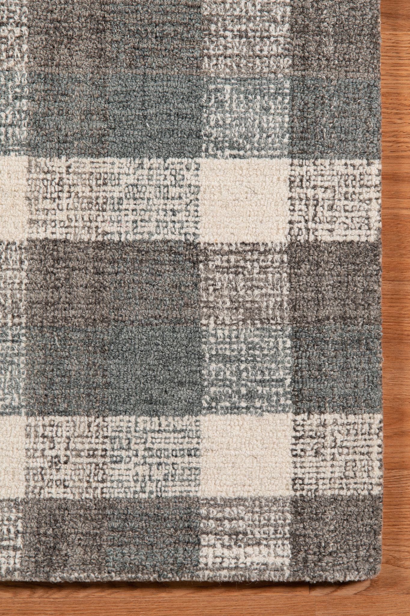 Dark Gray Wool Tartan 8X10 Feet  Hand-Tufted Carpet - Rug
