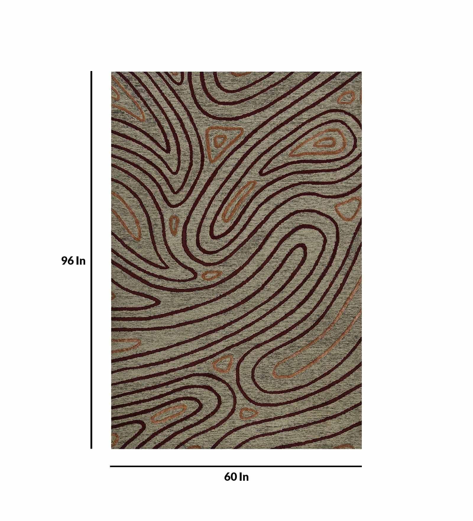 KHAKI Wool & Viscose Canyan 5x8 Feet Hand-Tufted Carpet - Rug - Ouch Cart