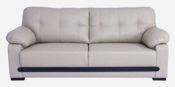 Leatherette 3 Seater Sofa in Beige Colour - Ouch Cart