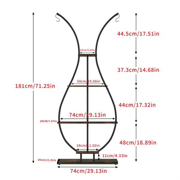 5 Tier Plant Stand Vase-Shape Indoor Patio Plant Display Shelf OUCH CART