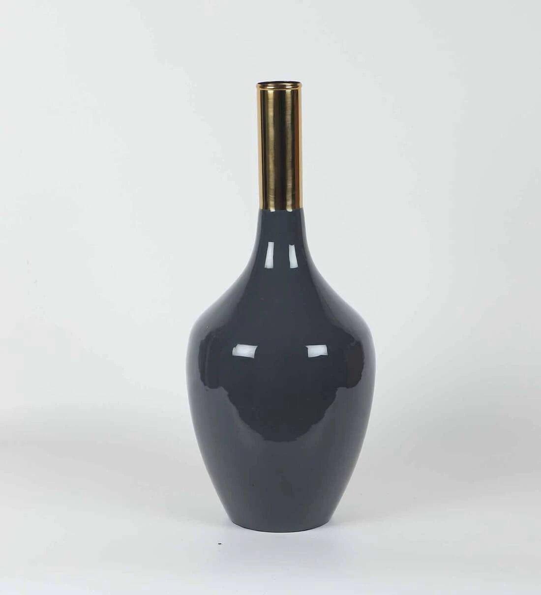 Deidra Dim Grey Brass Table Vase, - Ouch Cart