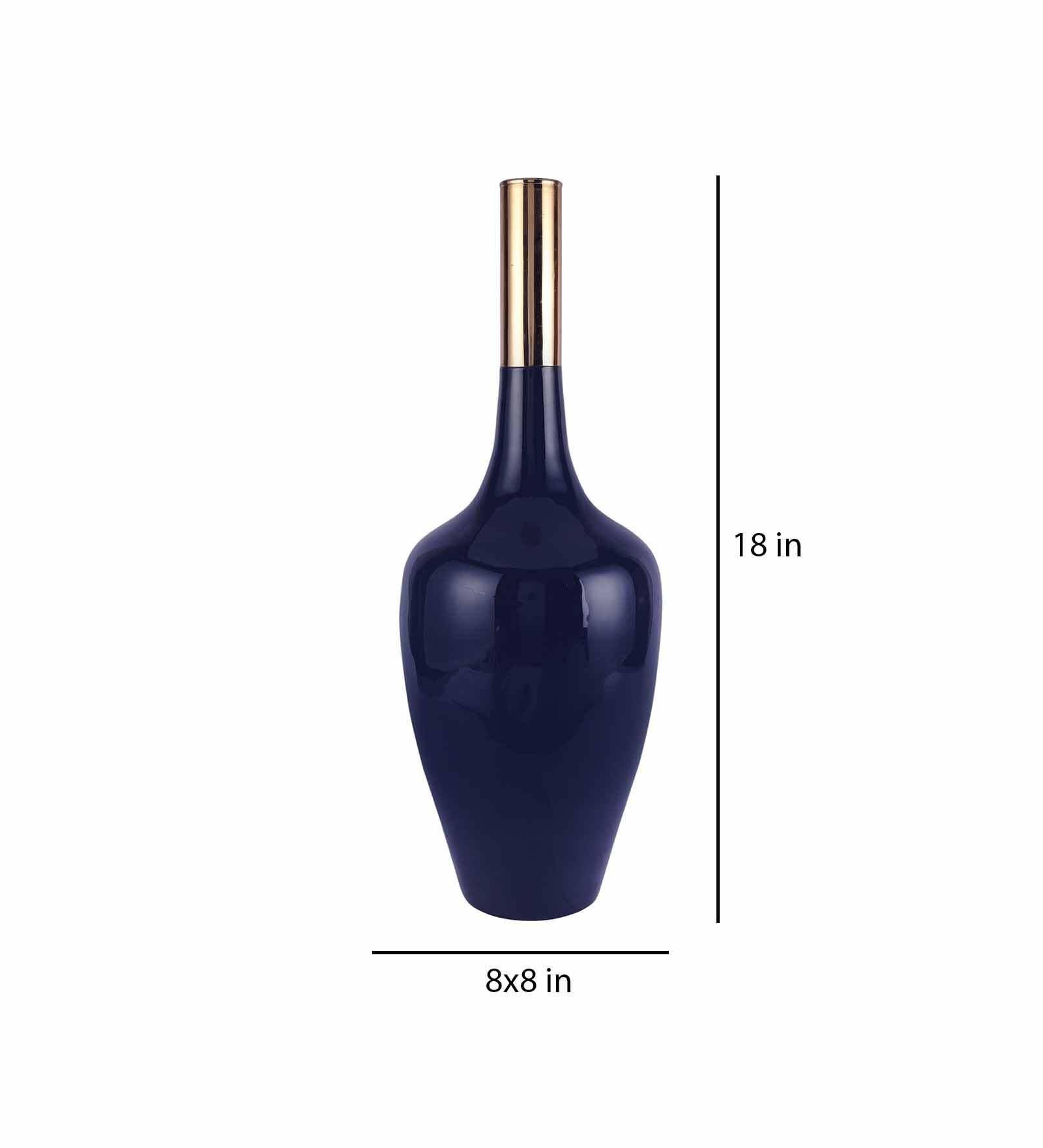 Deidra Teal Blue Brass Table Vase, - Ouch Cart