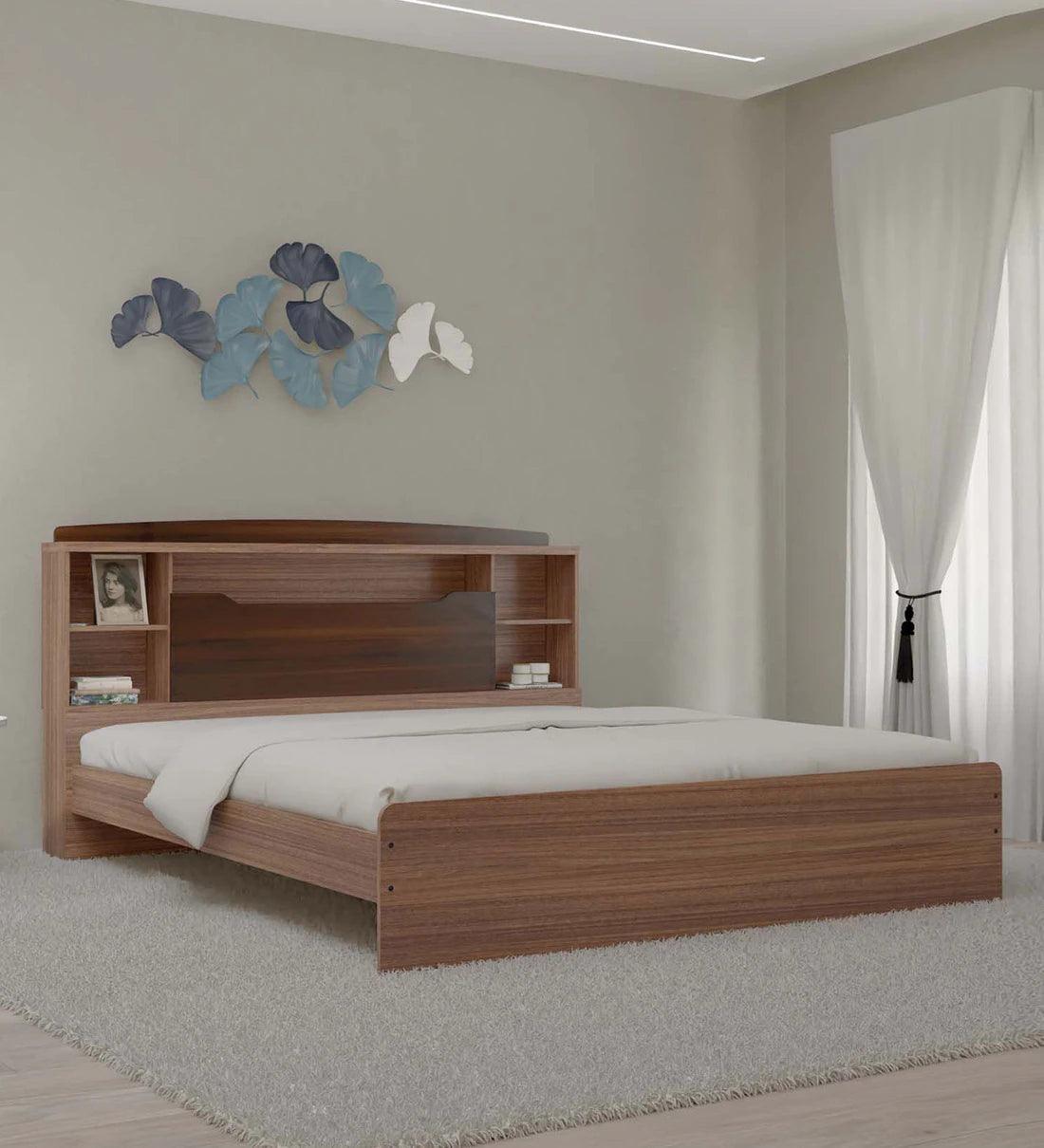Manto King Size Bed in Teak Finish - Ouch Cart