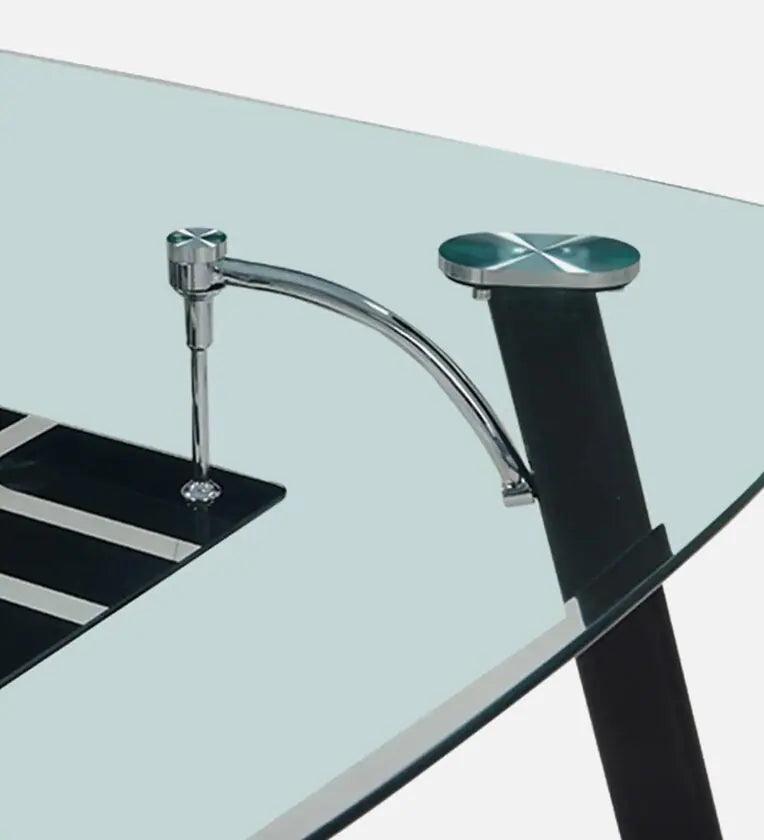 Glass Top 6 Seater Dining Set In Black Colour - Ouch Cart