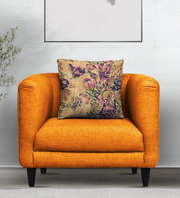 Fabric 1 Seater Sofa in Vivid Orange Colour - Ouch Cart