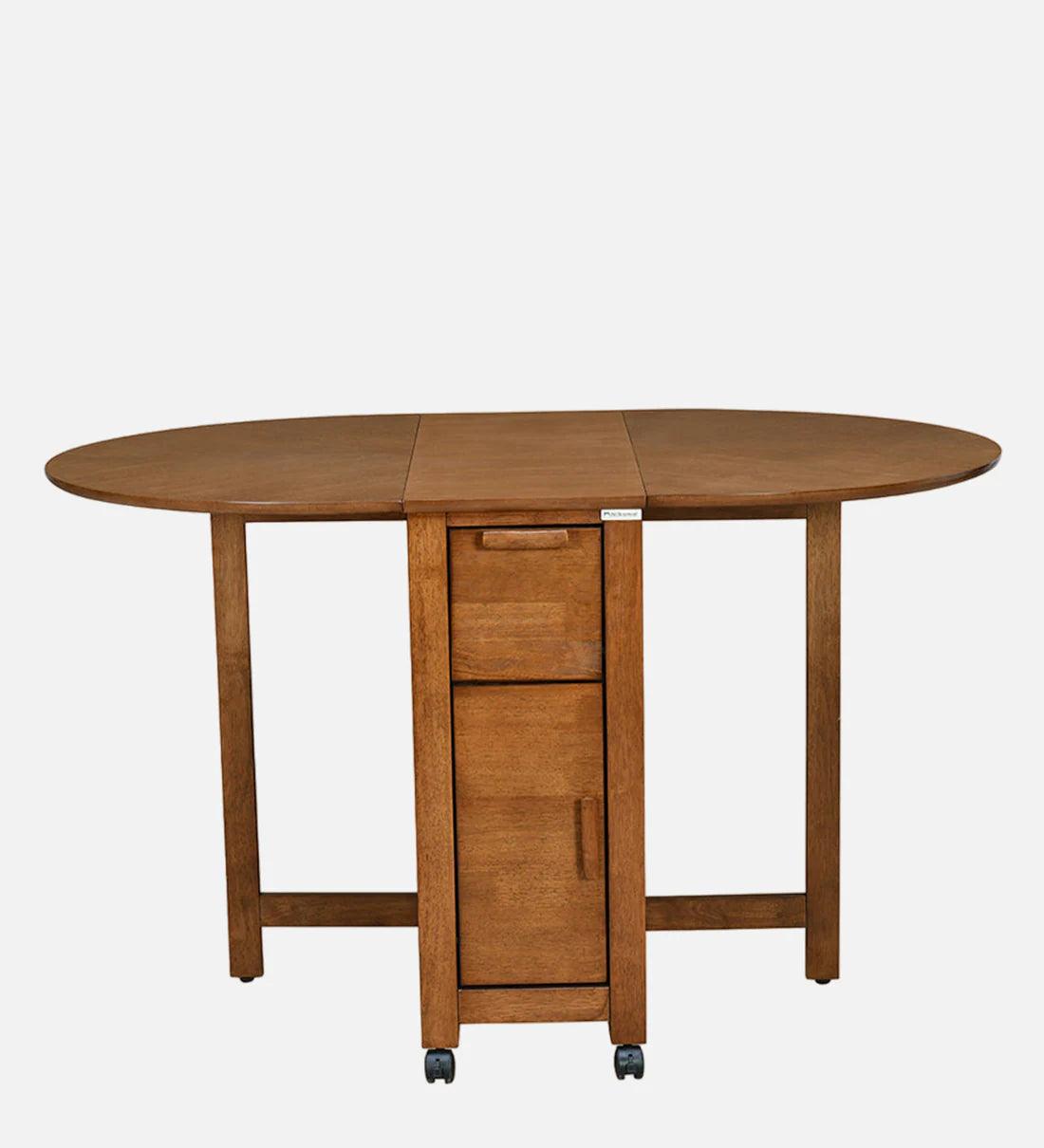 Carven Foaldable 4 Seater Dining Set In Walnut Finish - Ouch Cart