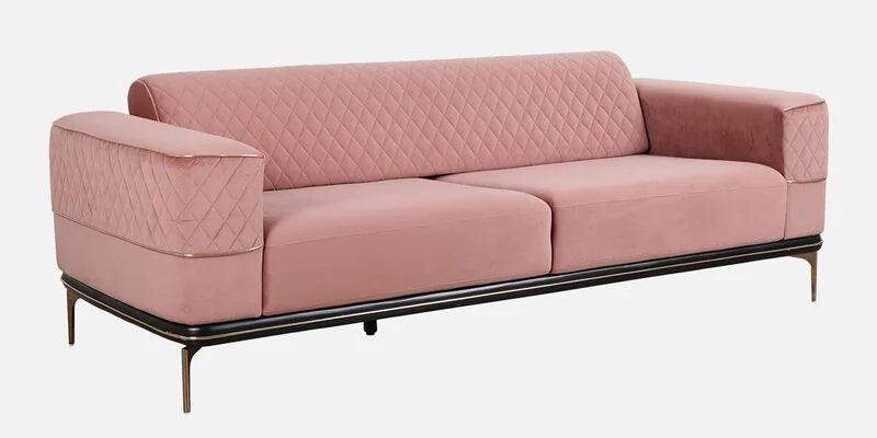 Velvet 3 Seater Sofa In Peach Colour - Ouch Cart