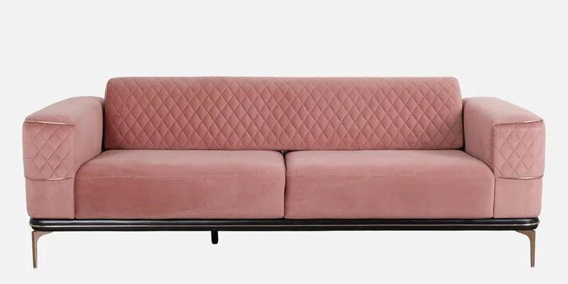 Velvet 3 Seater Sofa In Peach Colour - Ouch Cart