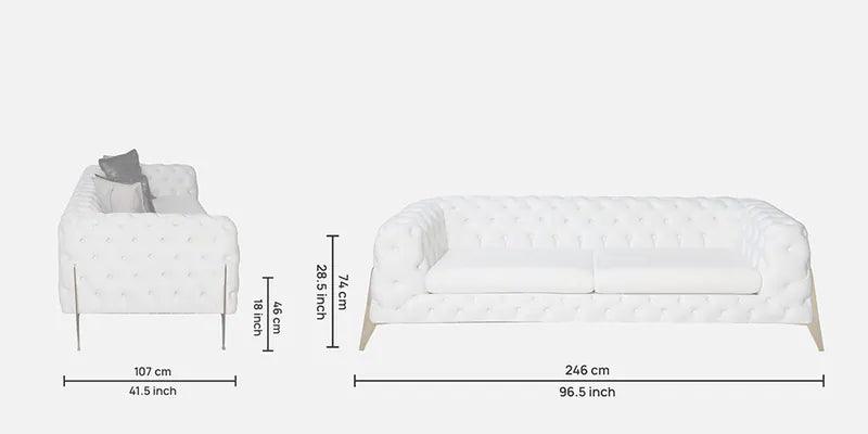 Fabric 3 Seater Sofa in White Colour - Ouch Cart