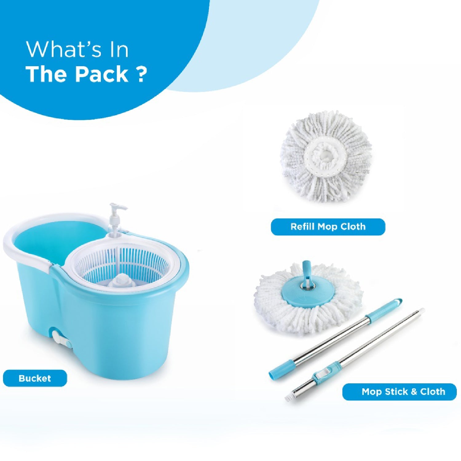 8702 Plastic Spinner Bucket Mop 360 Degree Self Spin Wringing With 2 Absorbers For Home And Office Floor Cleaning Mops Set Wukusy