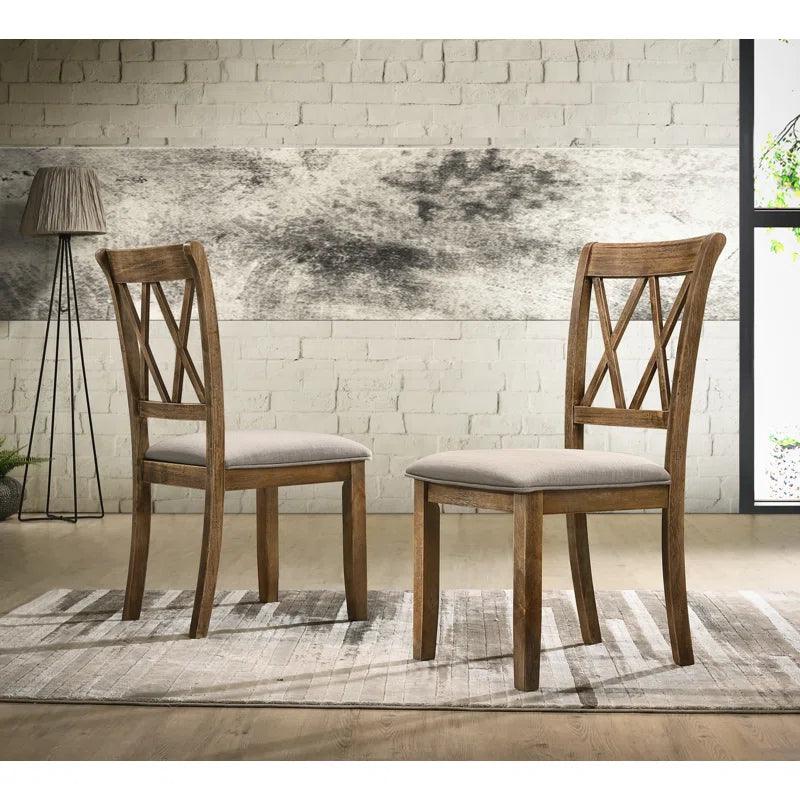Wood Trestle Dining Set, Brushed Driftwood Finish - Ouch Cart