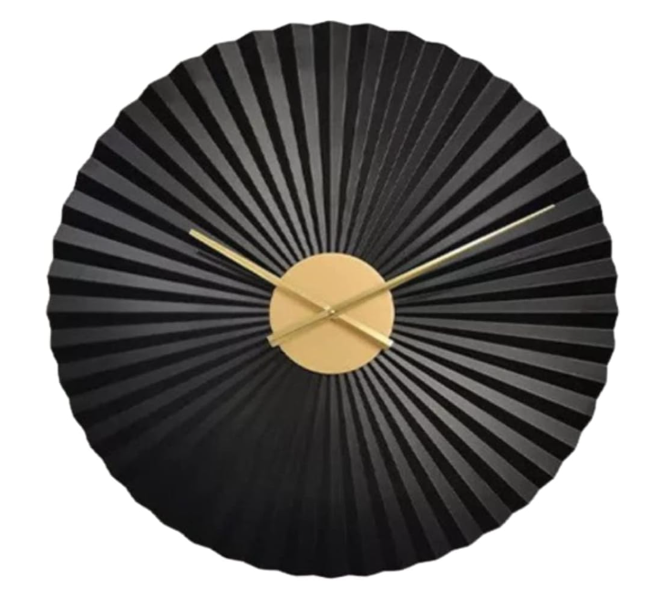 3D Zig Zag Black Metal Wallclock 24Inch N.R.HOMESDECOR