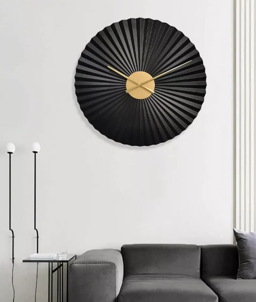 3D Zig Zag Black Metal Wallclock 24Inch