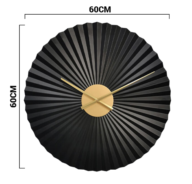 3D Zig Zag Black Metal Wallclock 24Inch