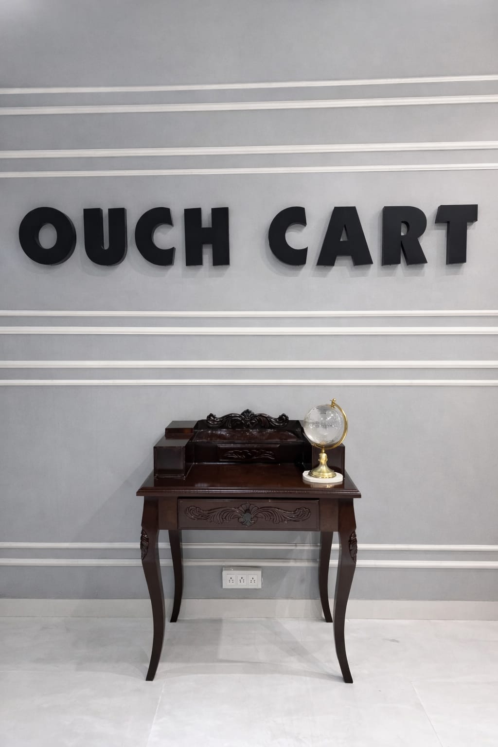 Furniture Piece Carved Wood Two Drawer Telephone Table OUCH CART