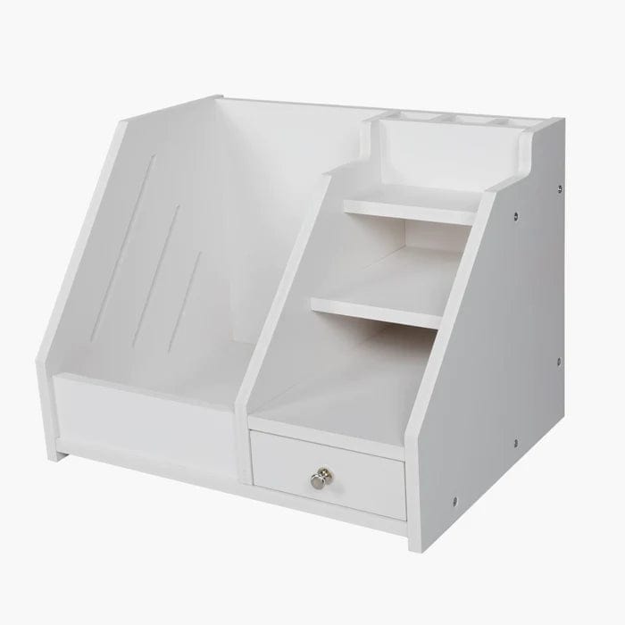 Multi Use Desktop Stationery Organizer Box with Drawer Rack (White)