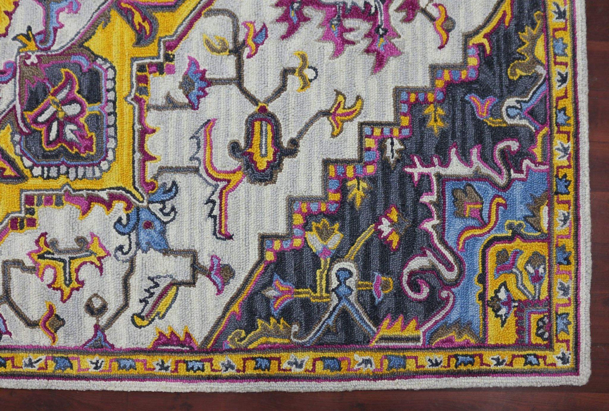 Ivory Wool Boho 5x8 Feet Hand-Tufted Carpet - Rug - Ouch Cart