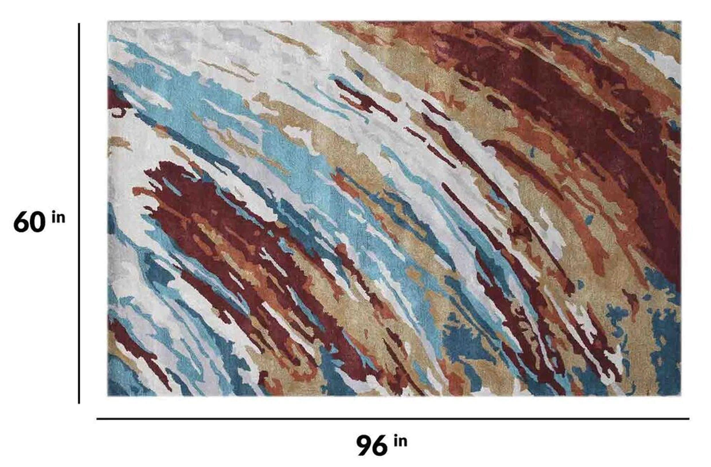 Orange Wool & Viscose Dream Scape 5x8 Feet Hand-Tufted Carpet - Rug - Ouch Cart