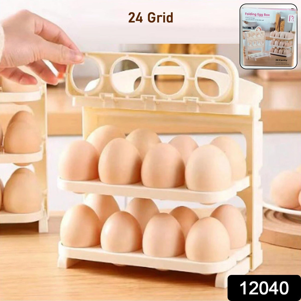 Plastic Foldable Egg Tray 24 Grid Egg Storage Box (1 Pc) Wukusy