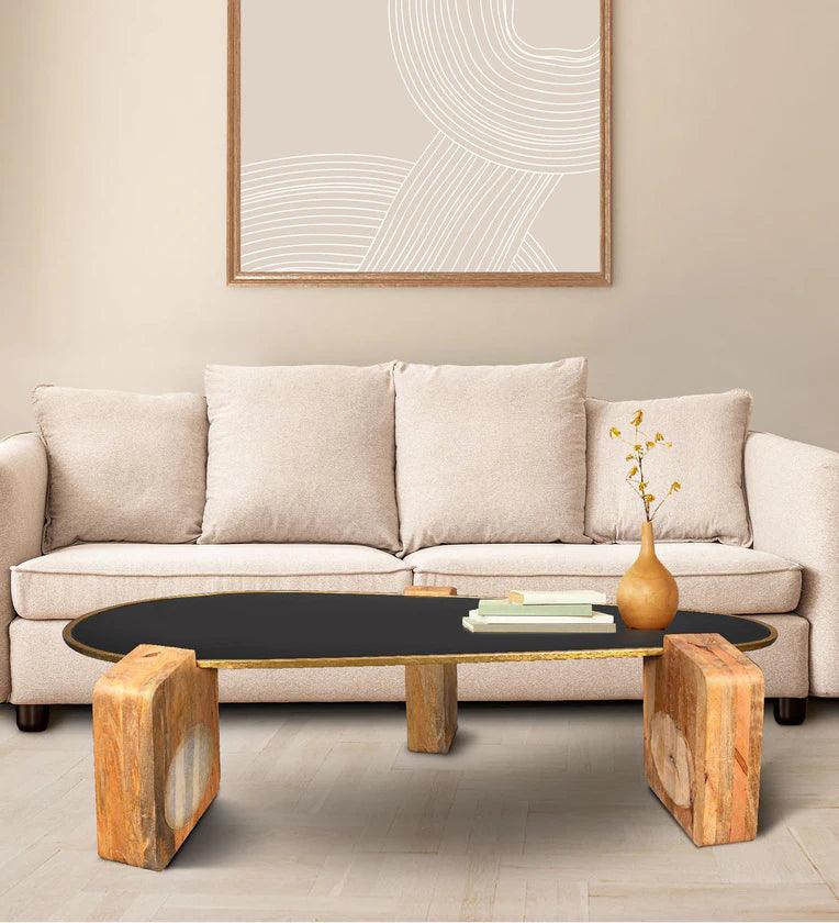 Glass Top Coffee Table In Dual Finish - Ouch Cart