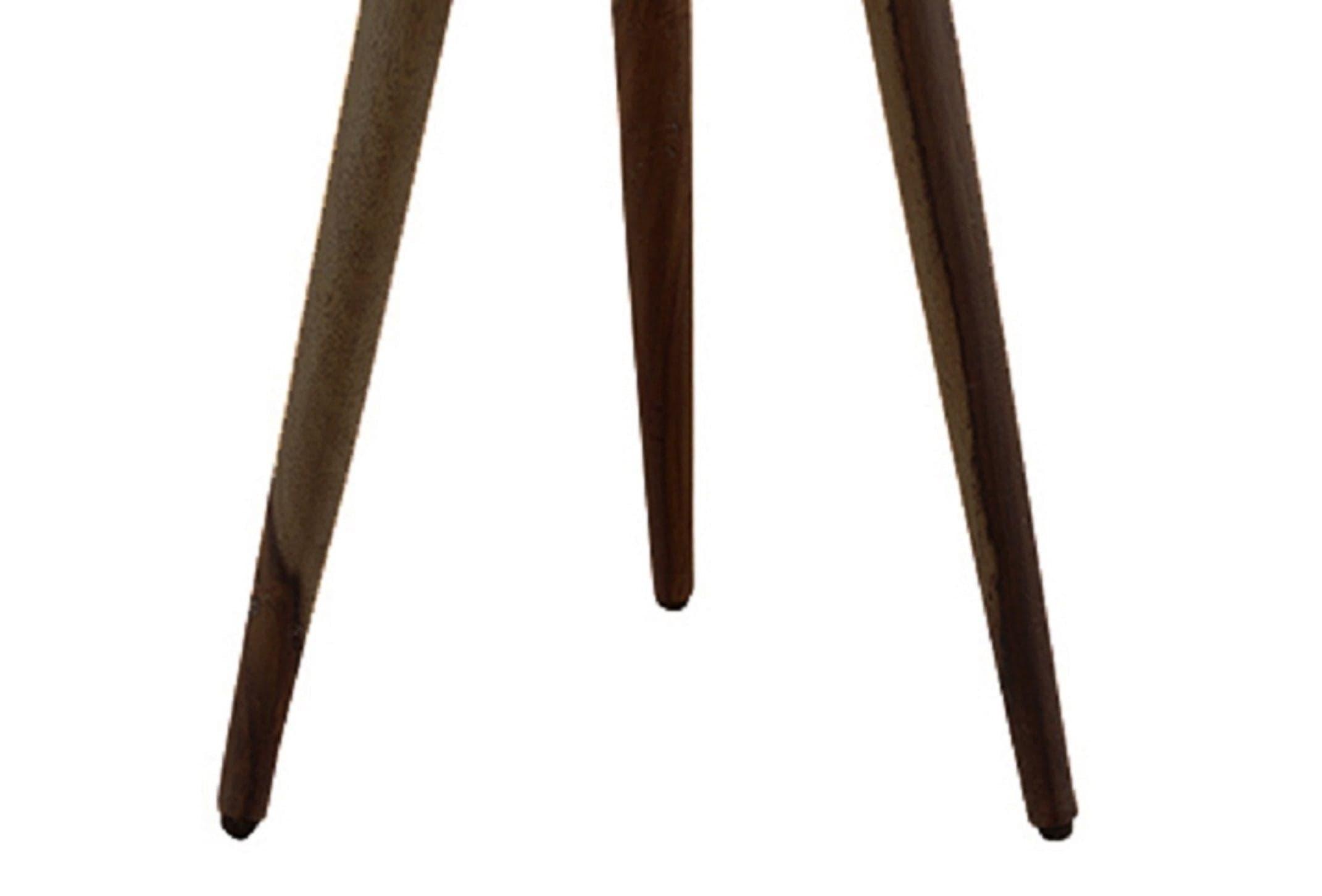 Sheesham Wood Tripod Stool In Walnut Finish - Ouch Cart