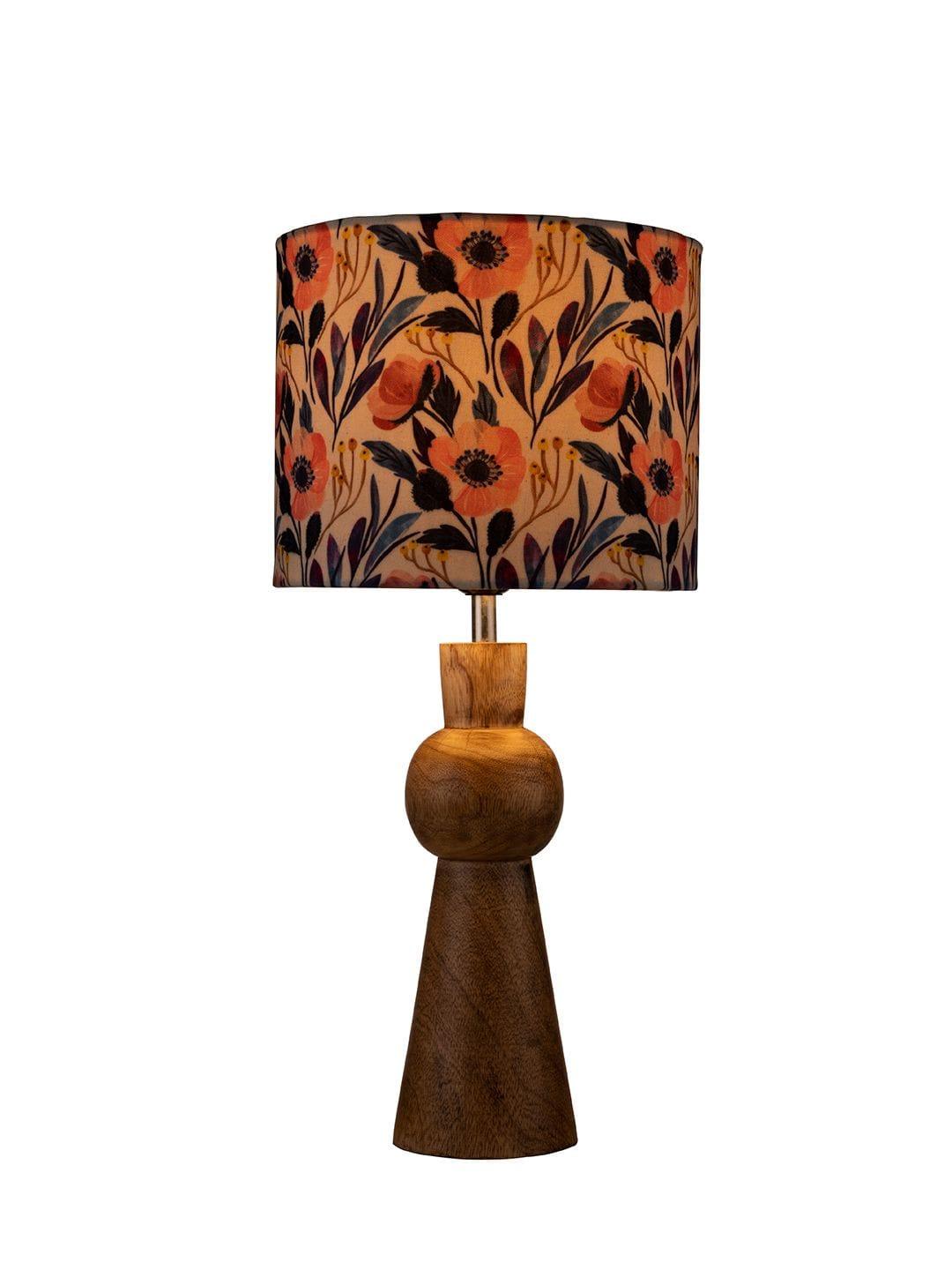 Wooden Skirt Lamp with Multicolor Pink Flowers Shade - Ouch Cart