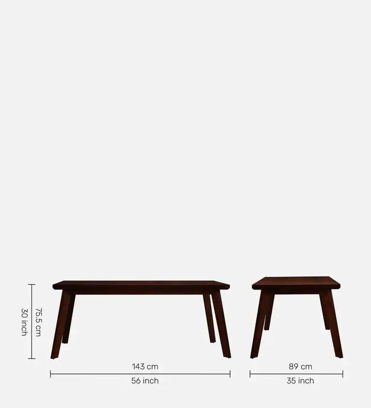 Solid Wood 4 Seater Dining Set in Brown & Blue Finish - Ouch Cart