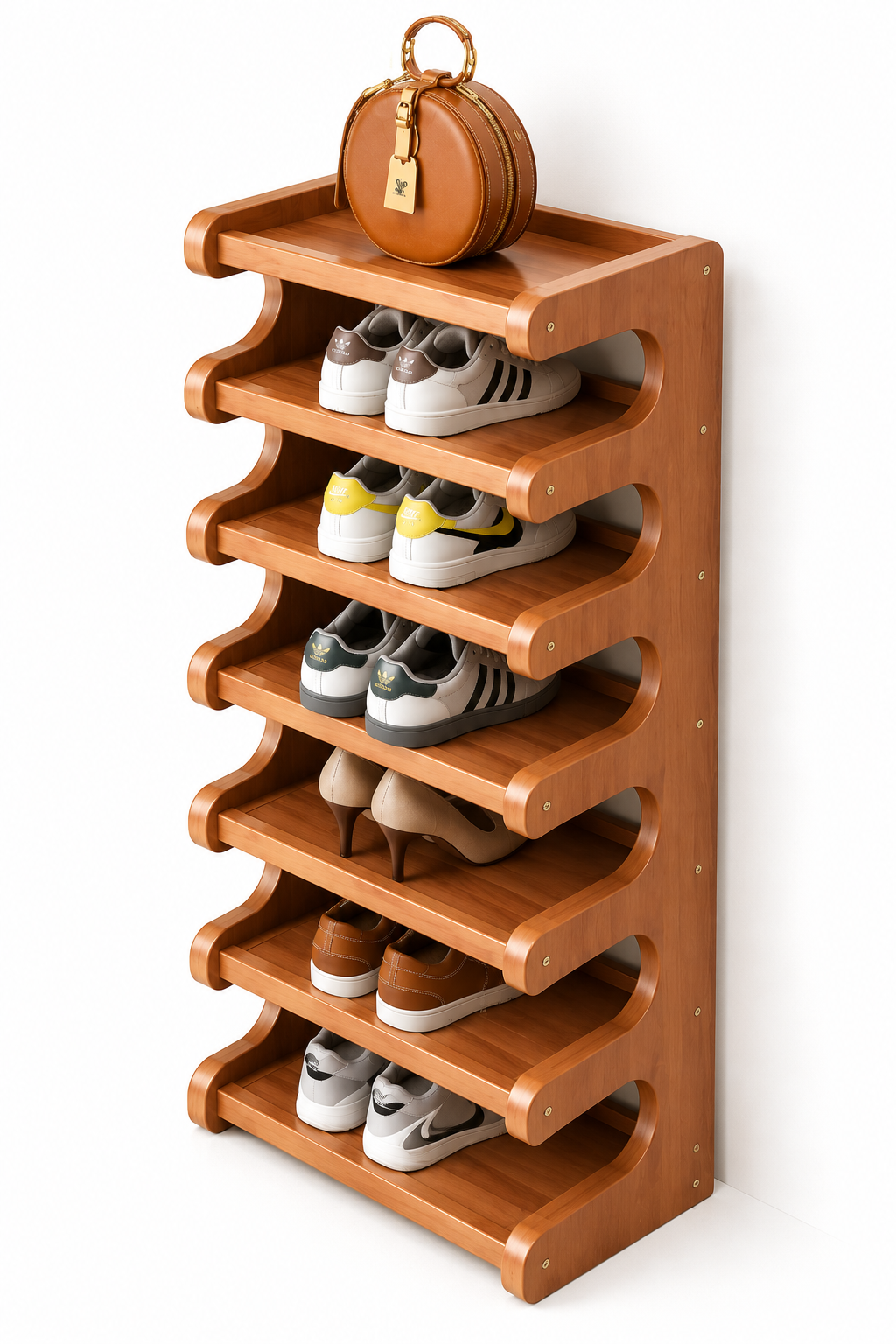 Wooden Vertical Shoe Rack | Multi-Tier Space Saving Shoe Storage Organizer | Slim Shoe Stand for Entryway, Bedroom, Hallway & Living Room OUCH CART