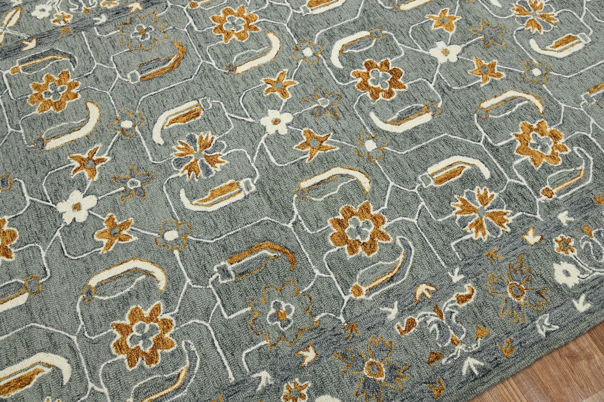 Orange Wool Romania 5x8 Feet Hand-Tufted Carpet - Rug - Ouch Cart