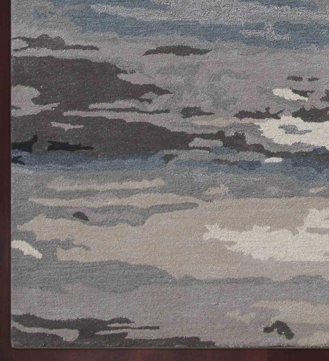 Sky Blue Wool & Viscose Dream Scape 5x8 Feet Hand-Tufted Carpet - Rug - Ouch Cart