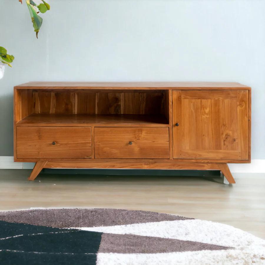 SOLID TEAK WOOD TV UNIT - Ouch Cart