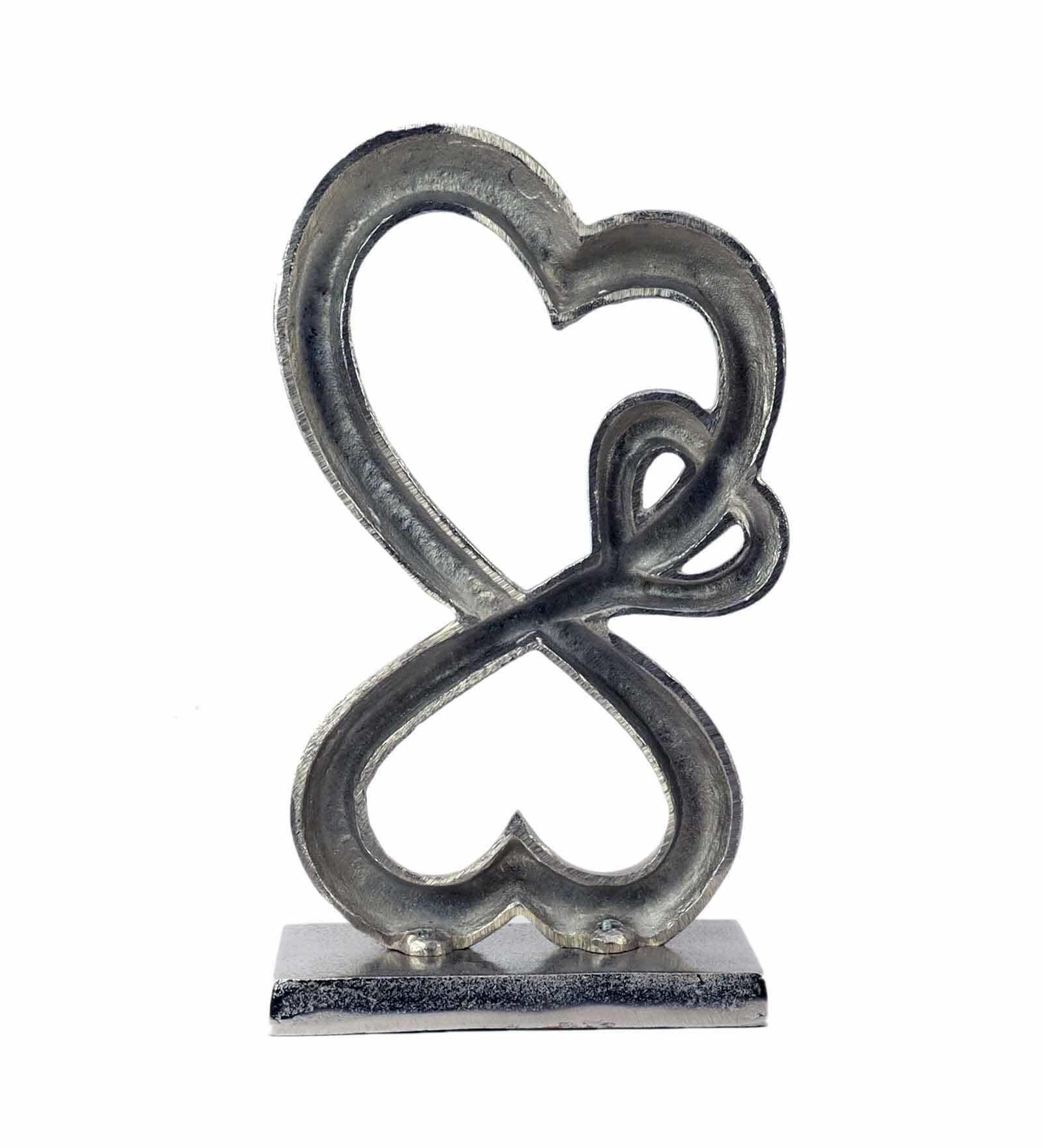 Family Heart Silver Raw Finish Large Sculpture, - Ouch Cart