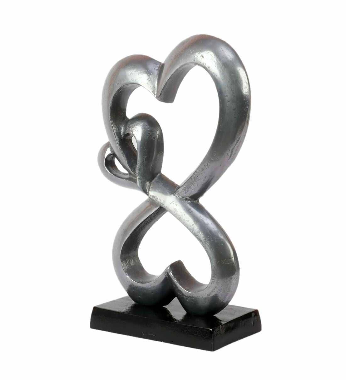 Family Heart Vblue And Black Base Raw Finish Small Sculpture, - Ouch Cart