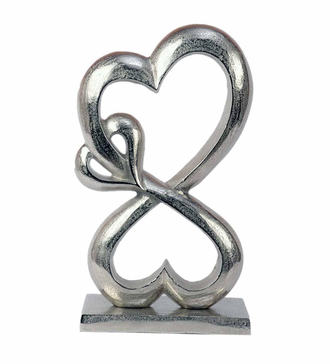 Family Heart Silver Raw Finish Large Sculpture, - Ouch Cart