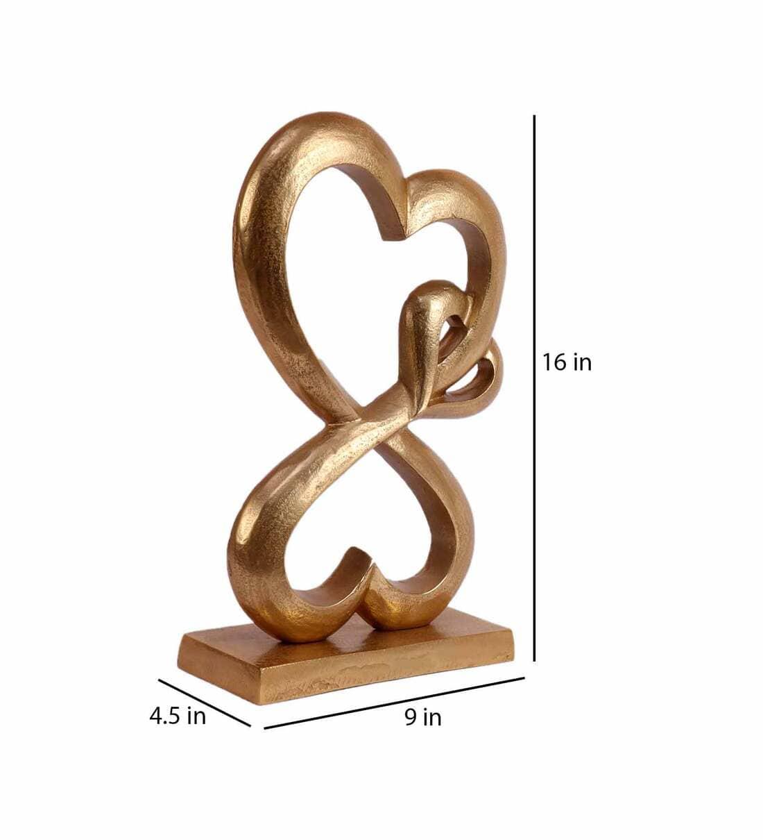 Family Heart Gold Raw Finish Large Sculpture, - Ouch Cart