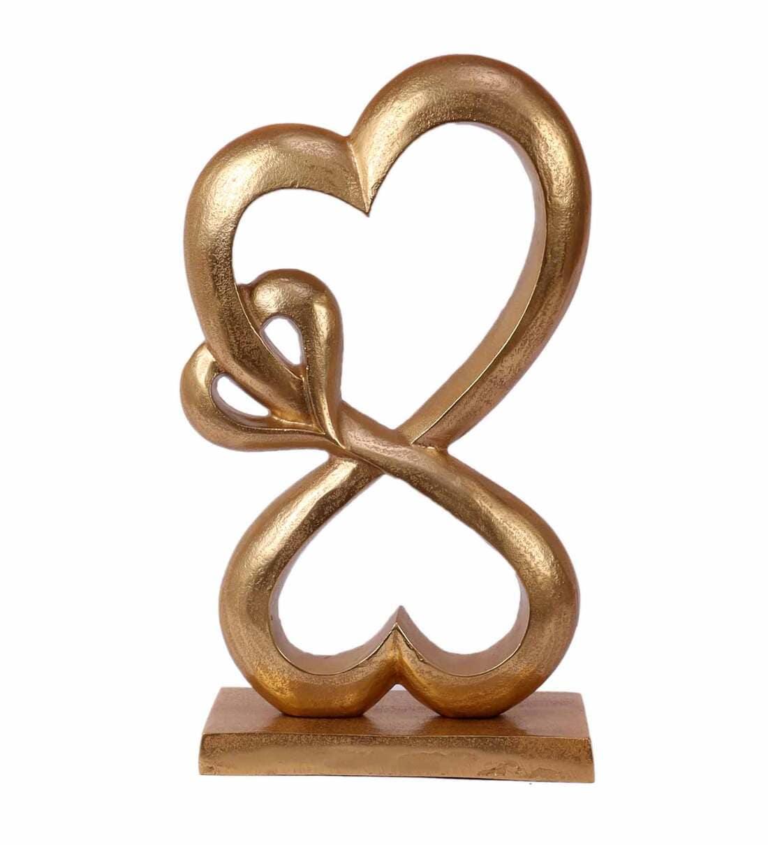 Family Heart Gold Raw Finish Large Sculpture, - Ouch Cart
