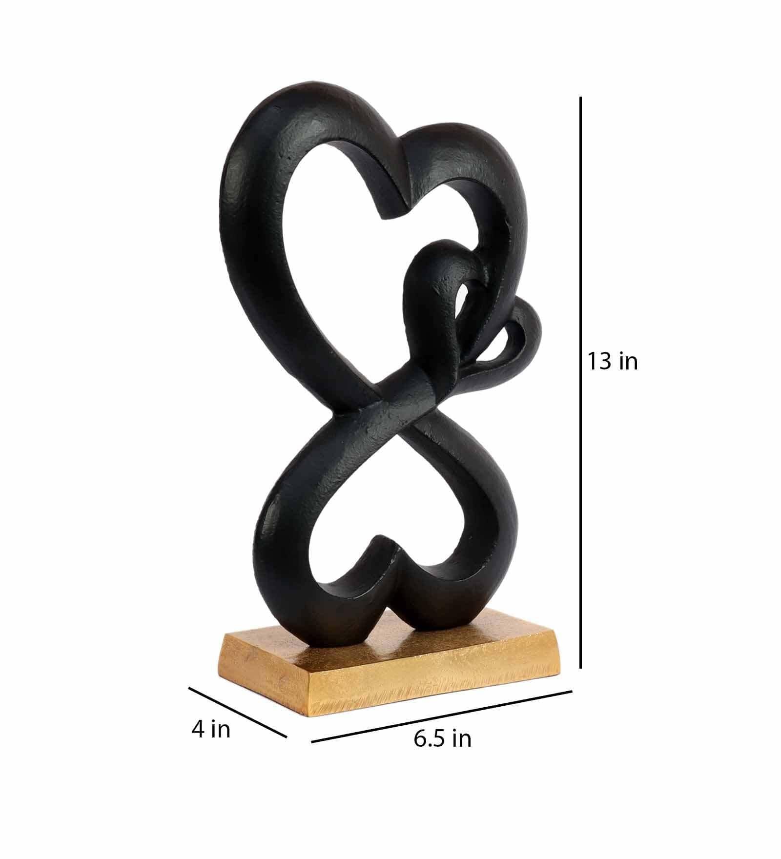 Family Heart Black And Gold Base Raw Finish Small Sculpture, - Ouch Cart
