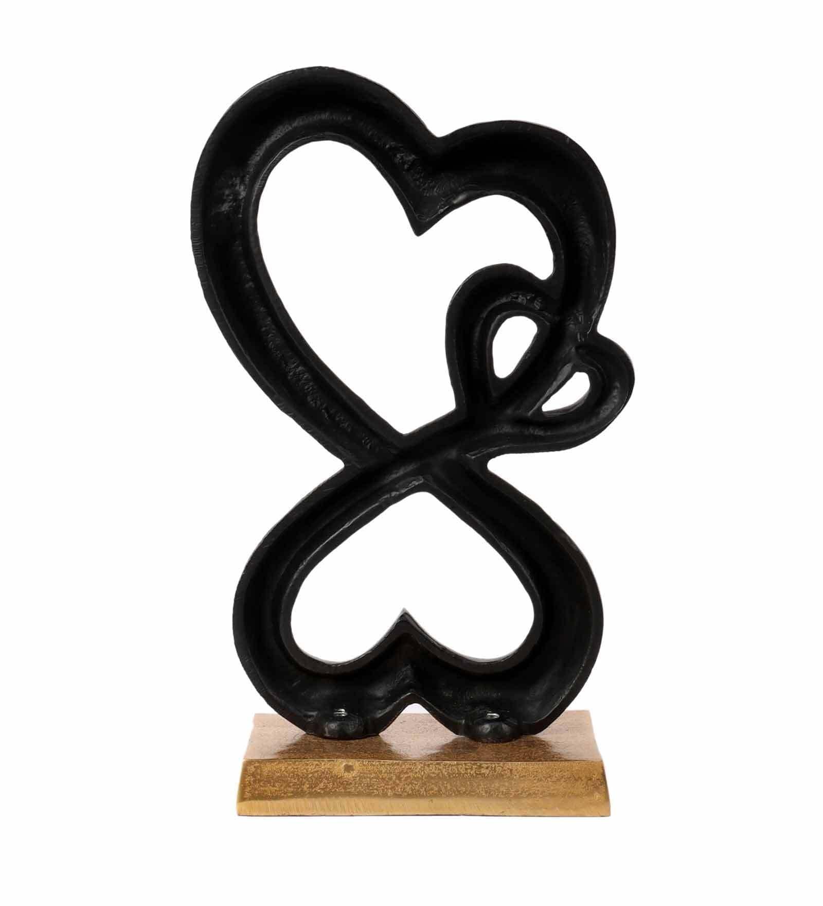 Family Heart Black And Gold Base Raw Finish Small Sculpture, - Ouch Cart