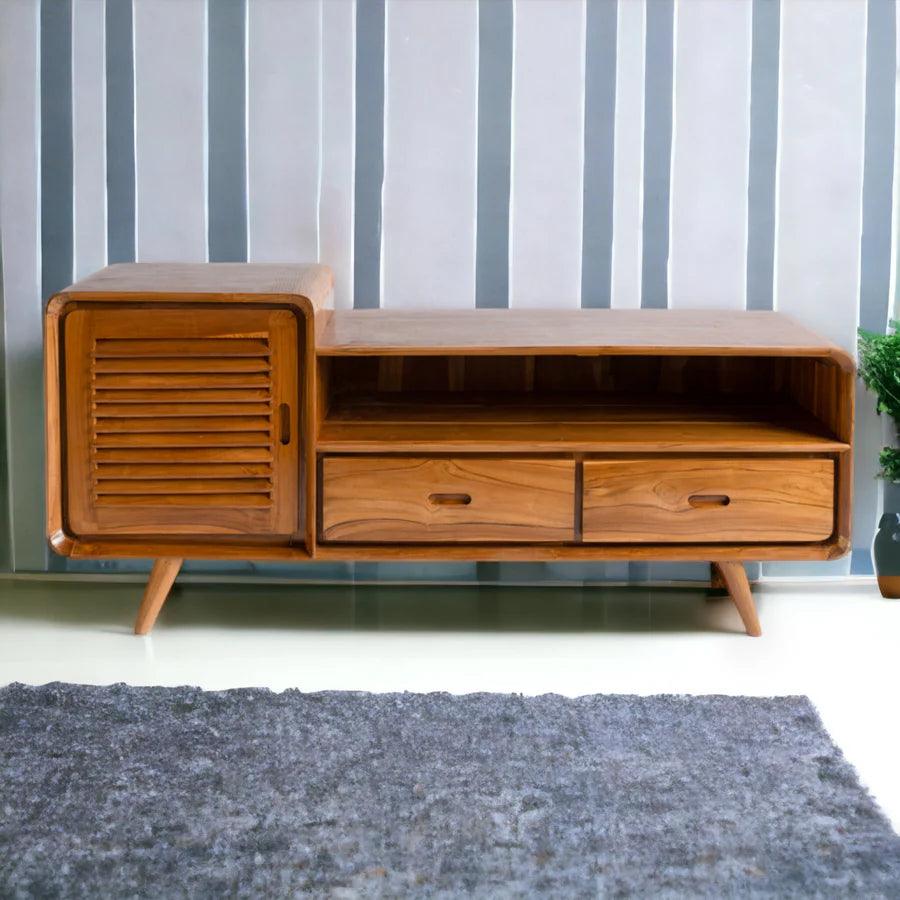 SOLID TEAK WOOD TV UNIT - Ouch Cart