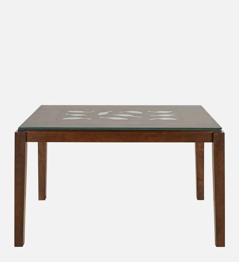 Solid Wood 4 Seater Dining Set in Dark Walnut Finish - Ouch Cart