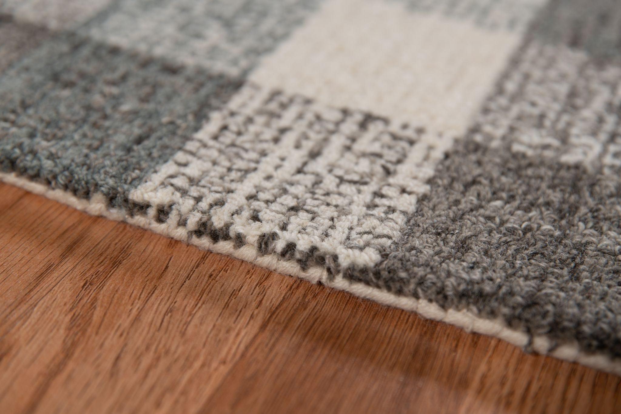 Dark Gray Wool Tartan 8X10 Feet Hand-Tufted Carpet - Rug - Ouch Cart