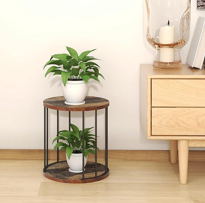 Wooden Stool Set of 2 for Kids,Adults,300lbs Load Capacity Garden Round Wood Stool,Non-Slip Small Step Stool for Plant Stand,Kitchen,Bathroom and Bedroom,Brown - Ouch Cart