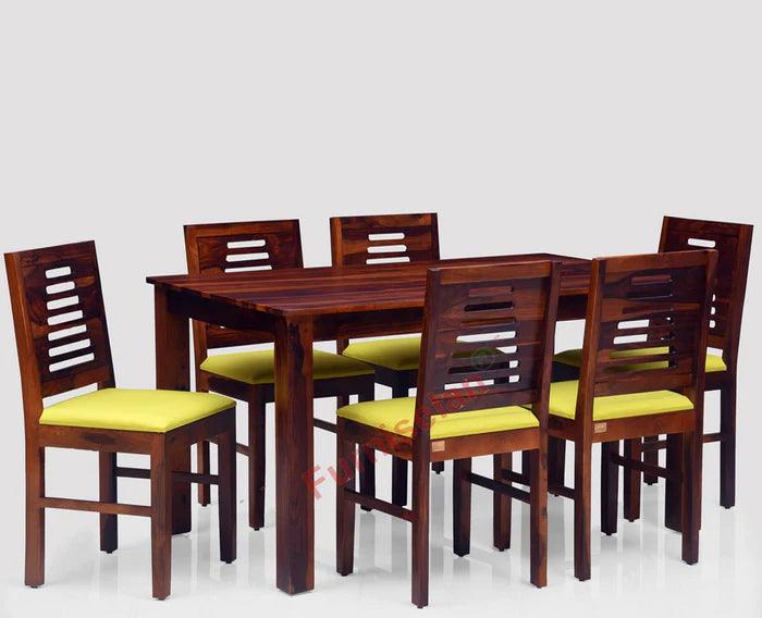 Liwei Sheesham Wood 6 Seater Dining Table Set with 6 Chair for Dining Room - Ouch Cart