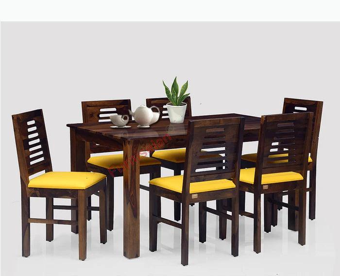 Liwei Sheesham Wood 6 Seater Dining Table Set with 6 Chair for Dining Room - Ouch Cart